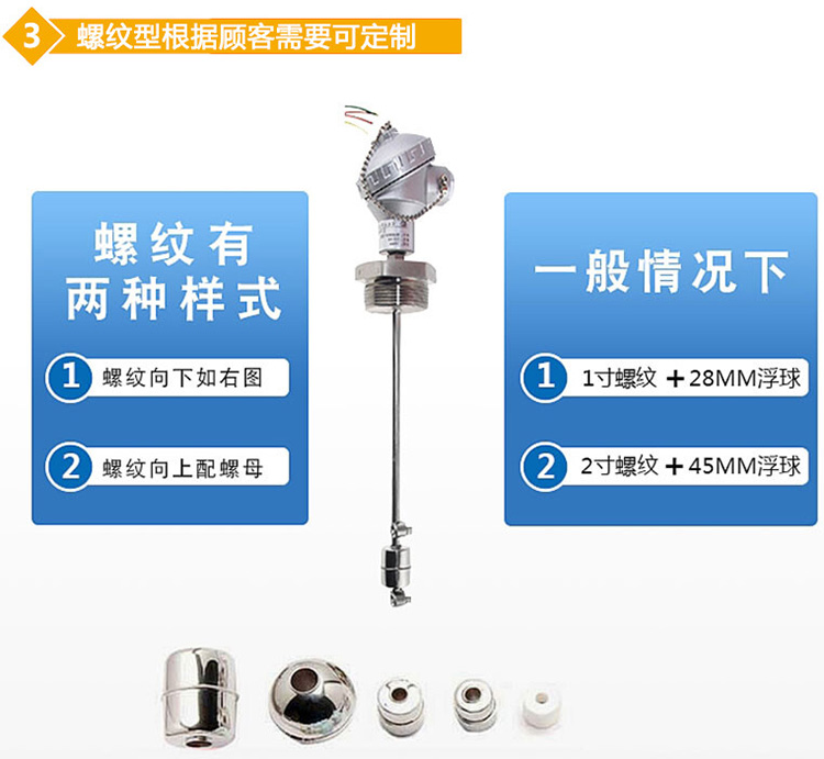 投入式浮球液位計(jì)螺紋分類圖