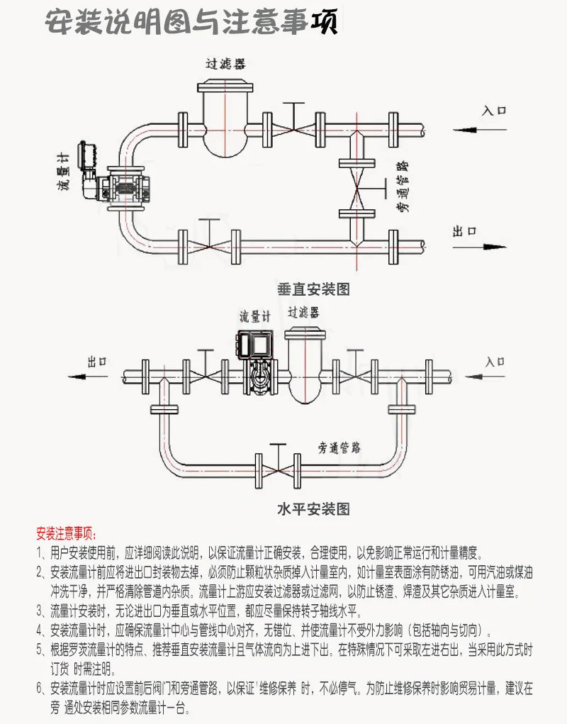 天然氣羅茨流量計安裝說明圖