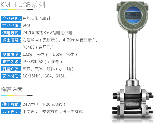 渦街流量表技術(shù)參數(shù)圖