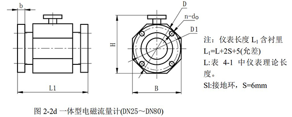 分體式電磁流量計(jì)外形尺寸圖二